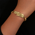Bracciale Piume Gold Donna – Bracciale Rigido Elegante in Acciaio Inossidabile