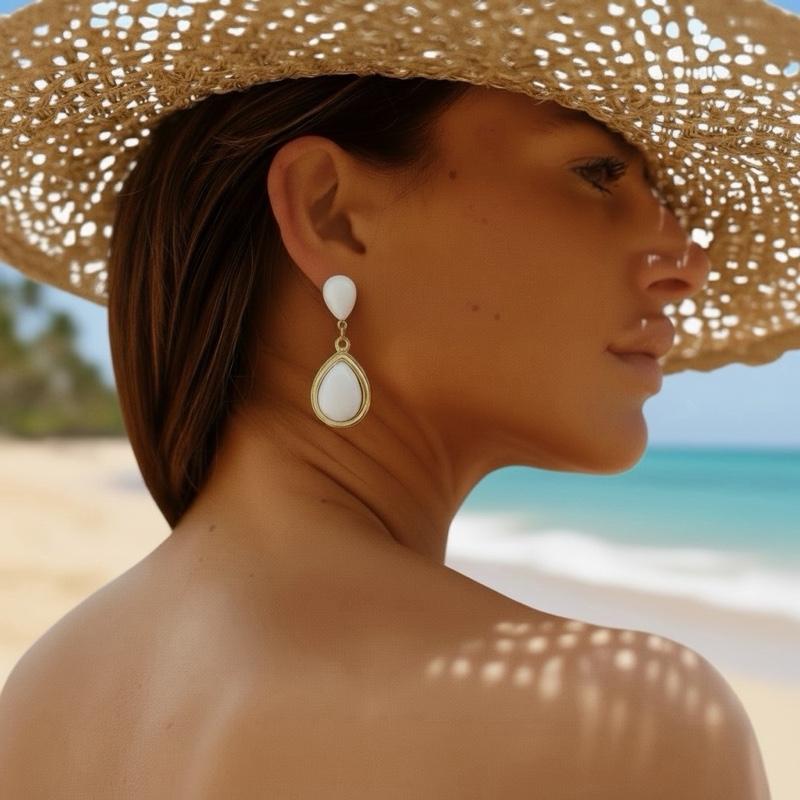 Orecchini Eleganti a Goccia Gold  con Perla Colorate