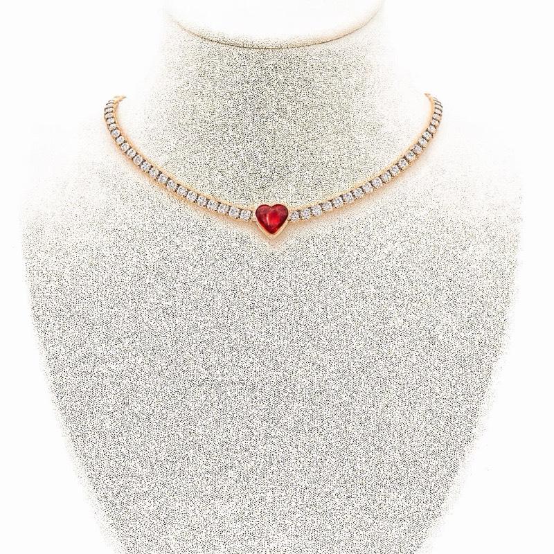 Collana “Heart Shine Tennis” con Cuore Centrale – Zirconi Brillanti – Vari Colori – Bjuteria IOSSA