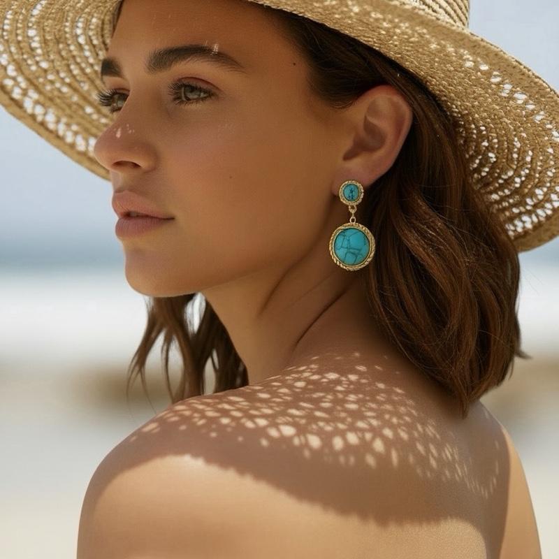 Orecchini Pendenti Donna Gold con Pietra Eleganti Estivi