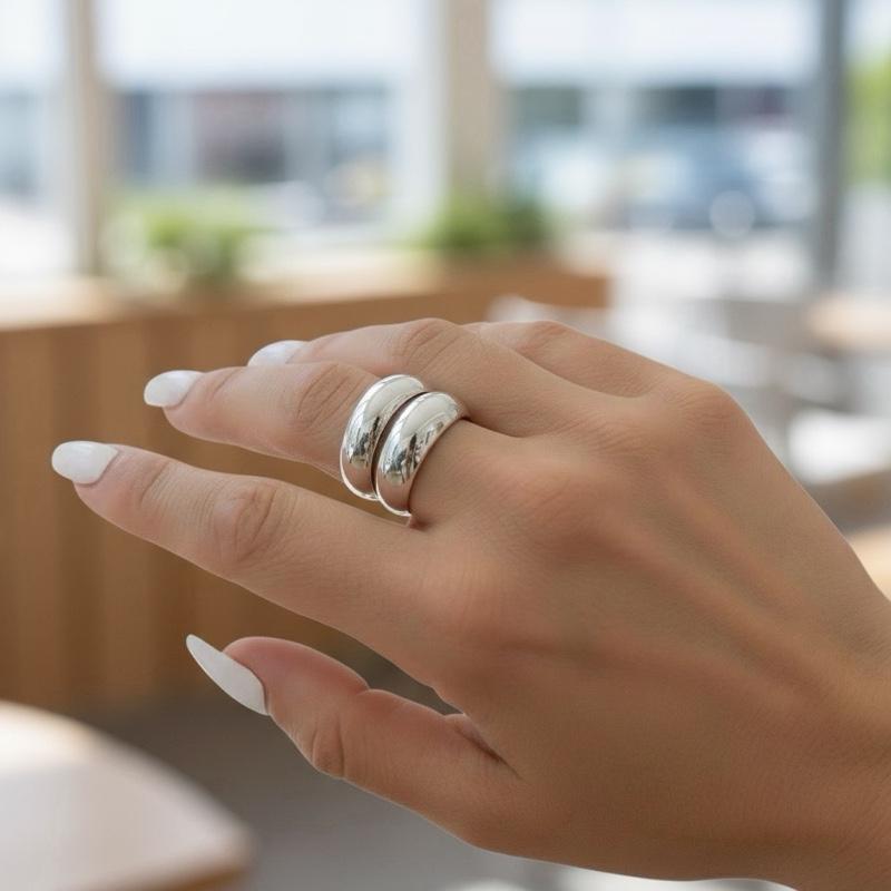 Anello Donna Bombato Elegante Gold / Silver – Acciaio Inossidabile Lucido