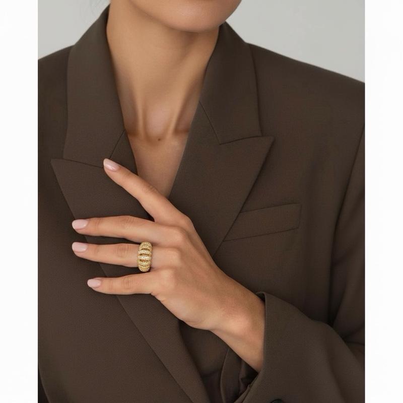 Anello Fascia Pavé Elegante Donna – Effetto Brillante | Gold o Silver