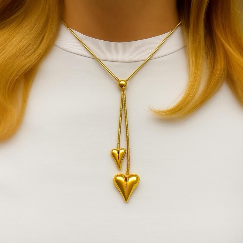 Collana Bijoux Cuori Doppi – Regolabile, Elegante e Luminosissima