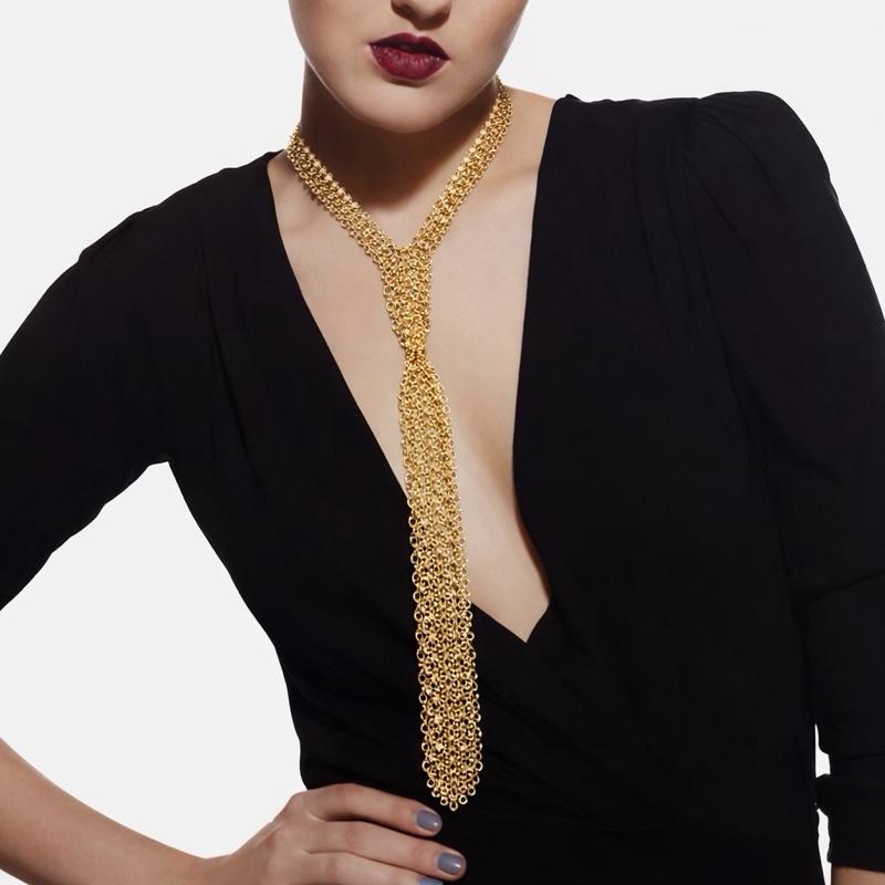 Collana Donna Gold Stile Cravatta Lunga Elegante