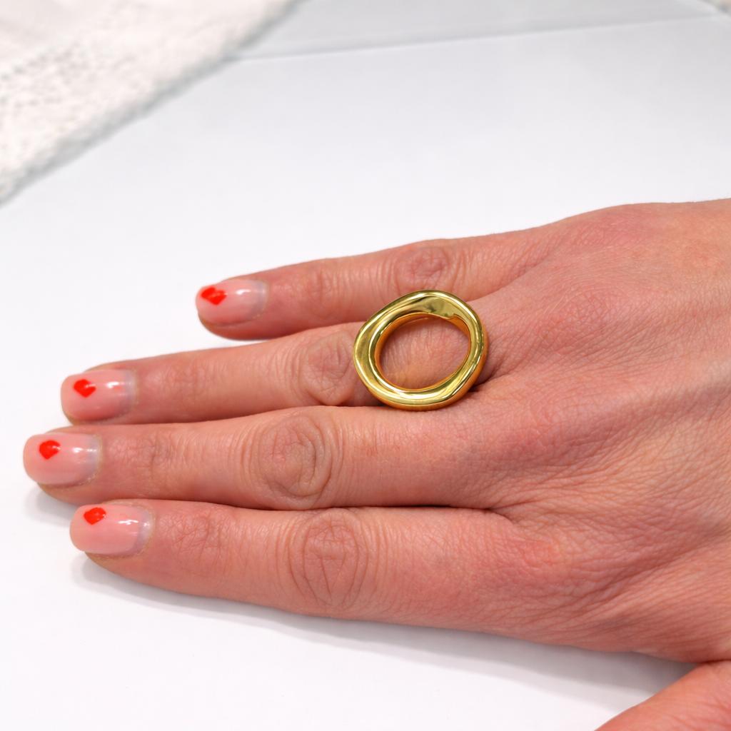 Anello Ovale Minimal Donna | Design Moderno Gold / Silver | Gioiello Elegante