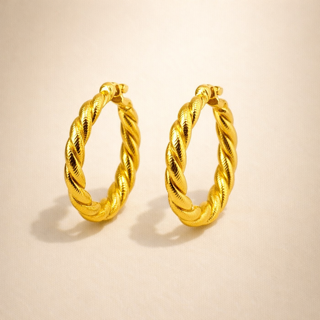 Orecchini “Twist Hoop” – Gold & Silver
