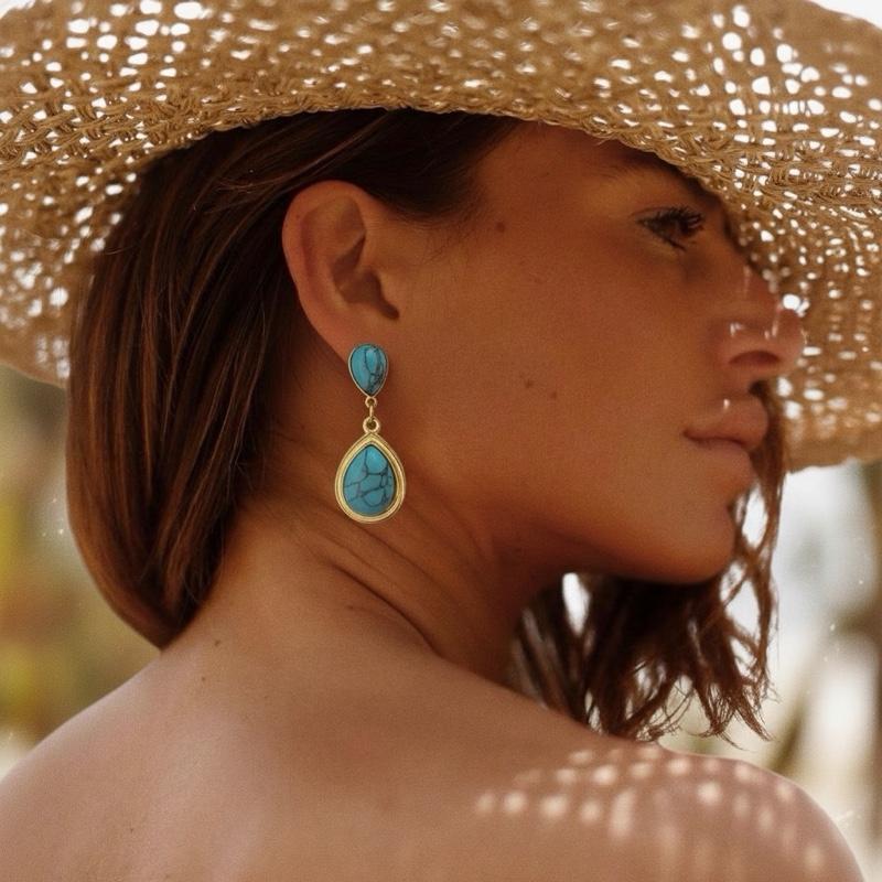 Orecchini Eleganti a Goccia Gold  con Perla Colorate