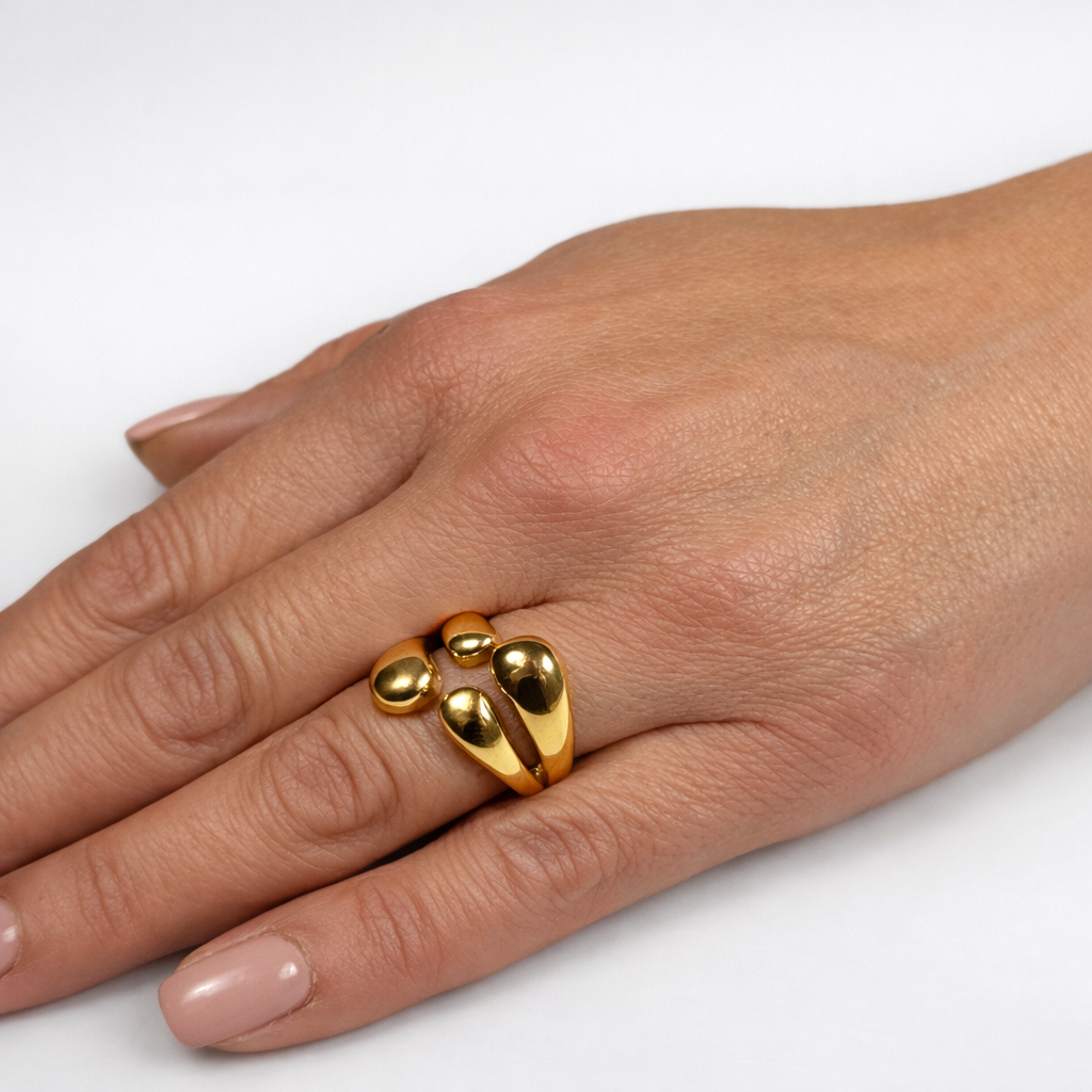 Anello Donna Gold & Silver Design Moderno Regolabile Elegante