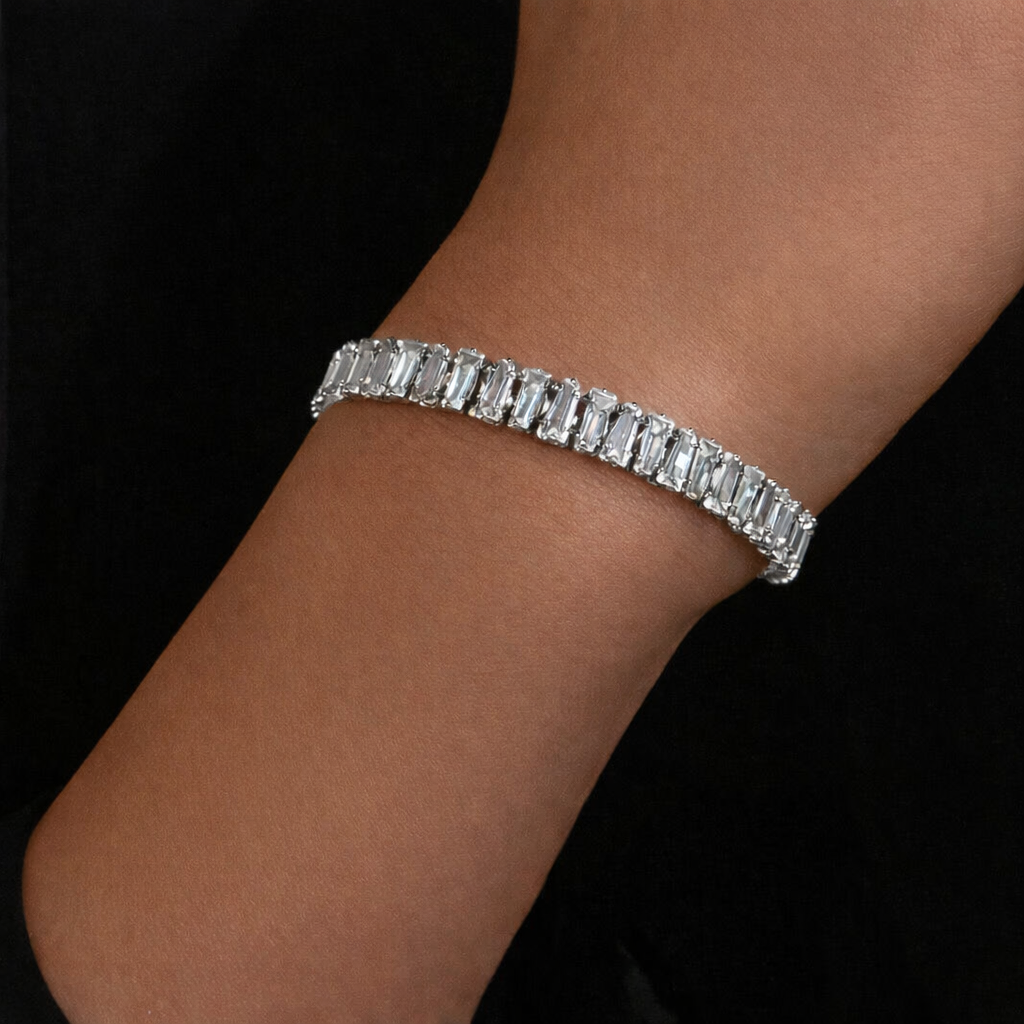 Bracciale Tennis Baguette Gold & Silver – Bracciale Elegante con Zirconi Luminosi