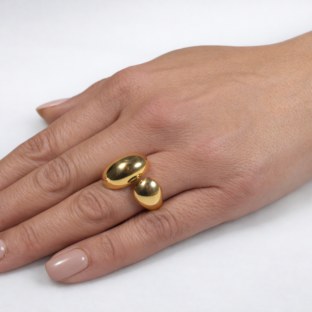 Anello Bombato Donna Oro o Argento | Design Moderno Lucido Regolabile