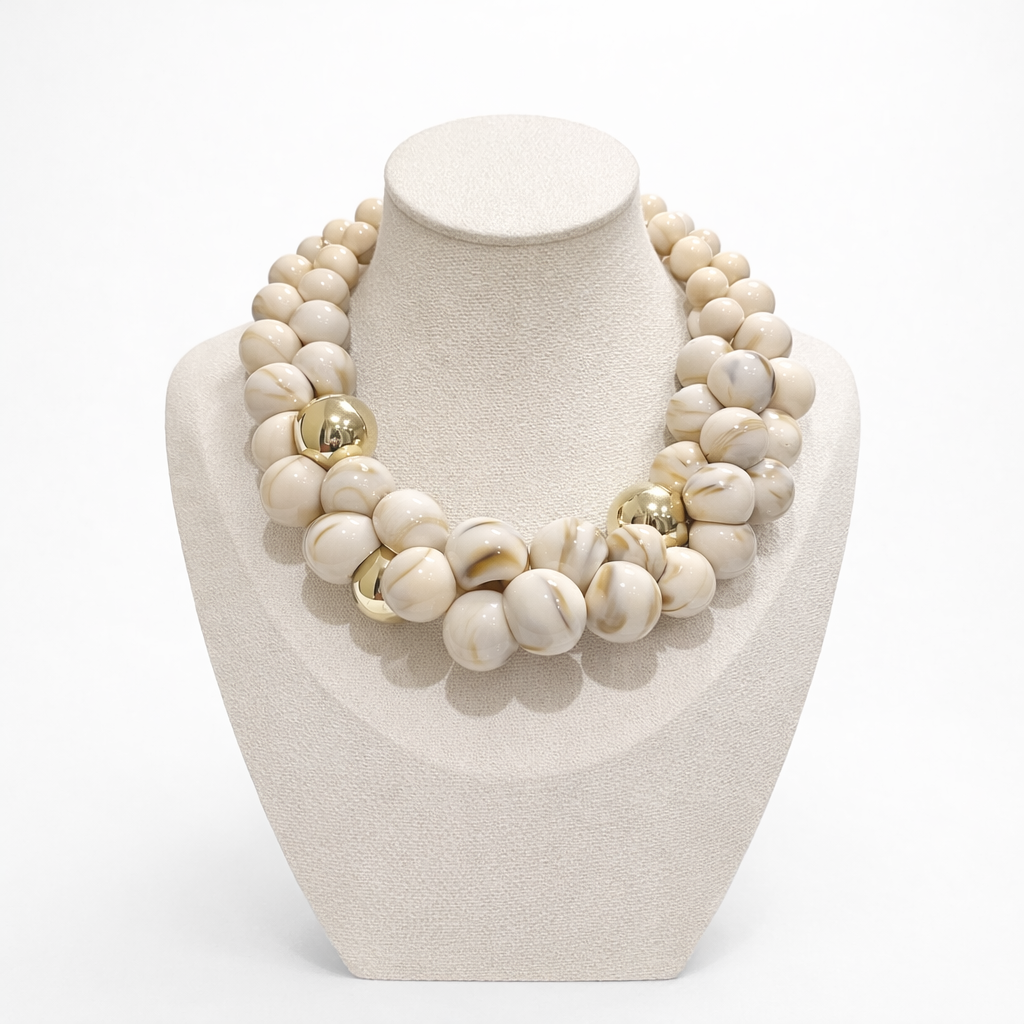 Collana Donna Elegante con Perle / Pietre – Design Raffinato Oro – Accessorio Moda Premium