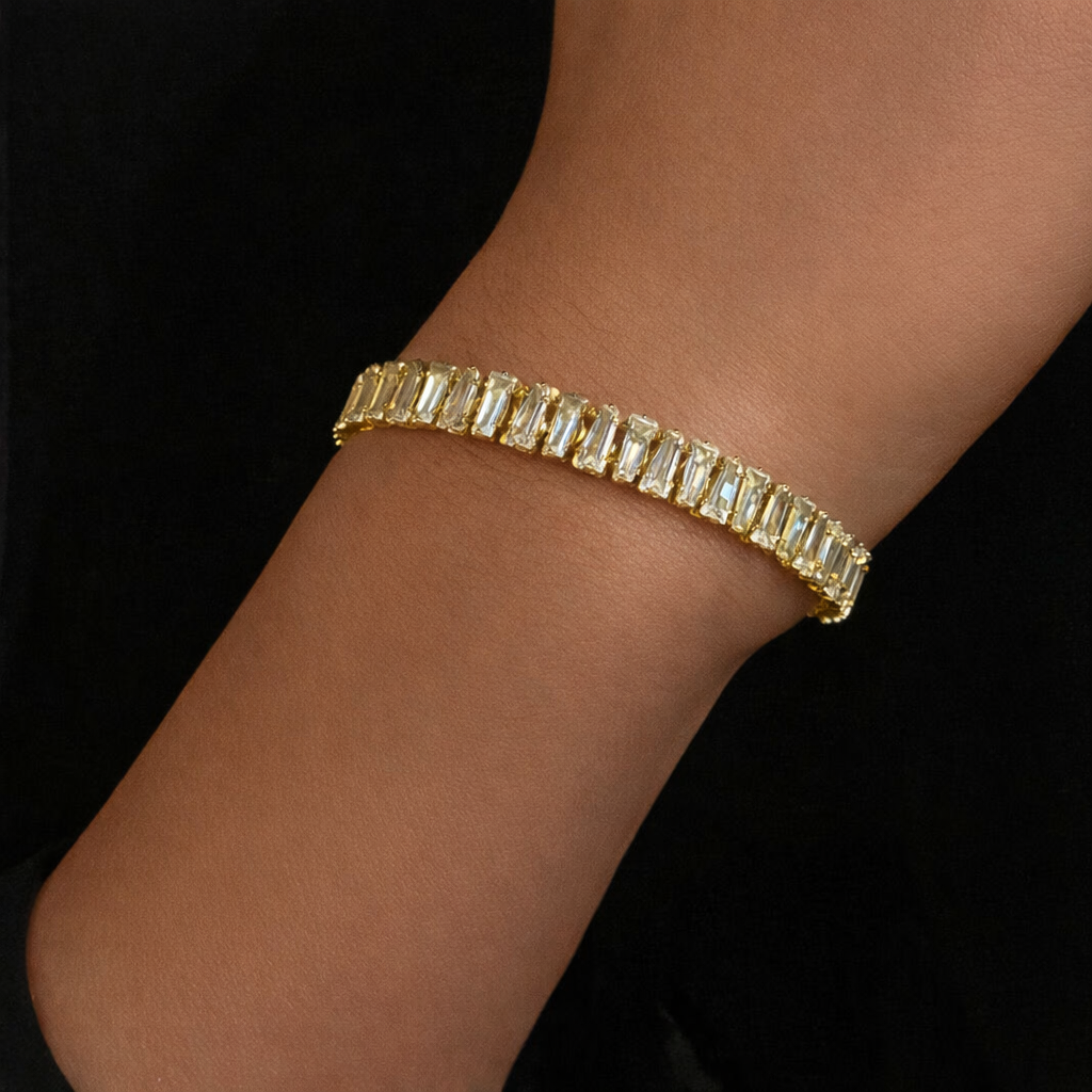 Bracciale Tennis Baguette Gold & Silver – Bracciale Elegante con Zirconi Luminosi