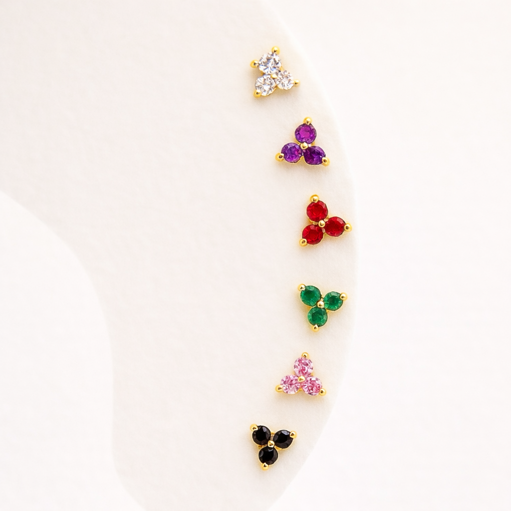 Mini Trio Spark – Orecchini Tricolore (Gold)