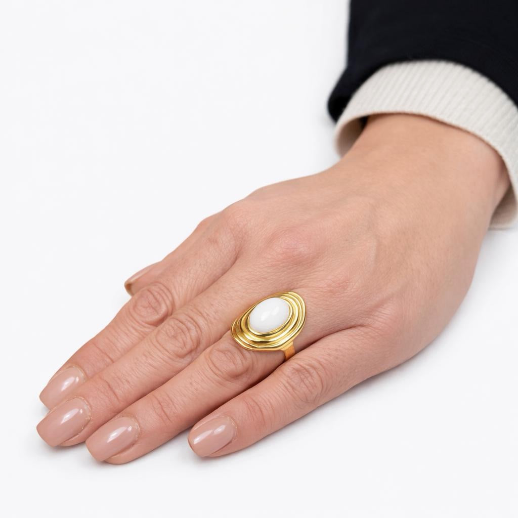 Anello Ovale Donna Gold  con Pietra Elegante – Gioiello Fashion Premium