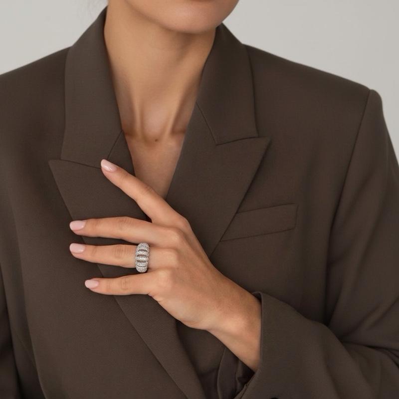 Anello Fascia Pavé Elegante Donna – Effetto Brillante | Gold o Silver