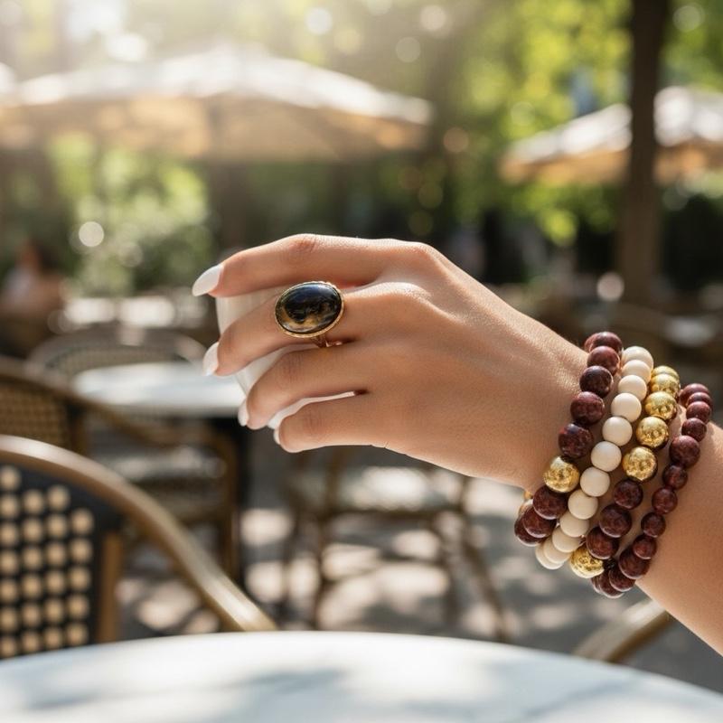 Anello Donna Gold con Pietra Nera