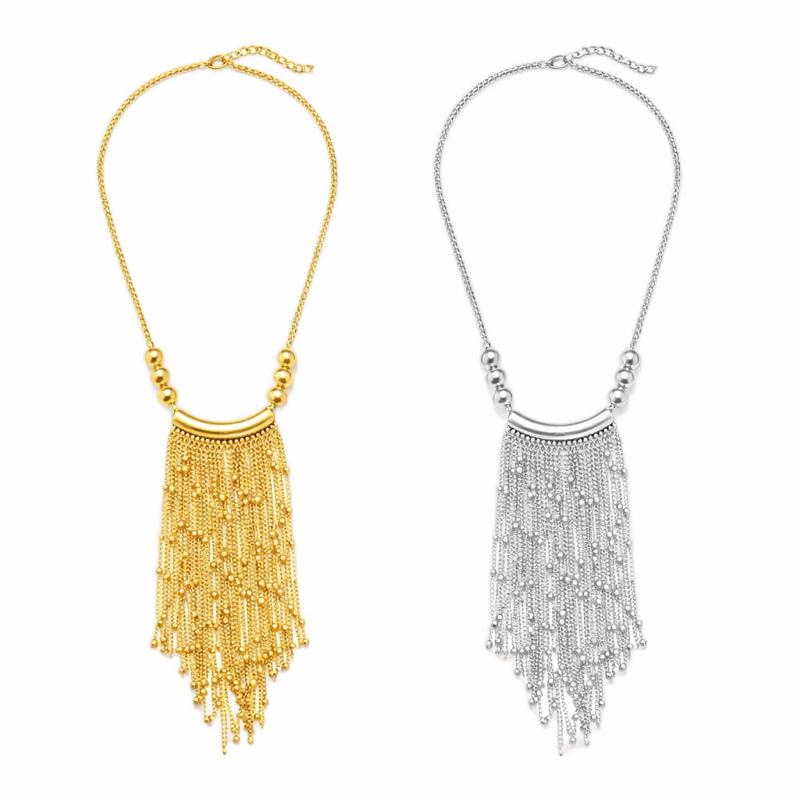 Collana Tassel Multicatena Elegance – Gold & Silver | Effetto Frange Luminoso