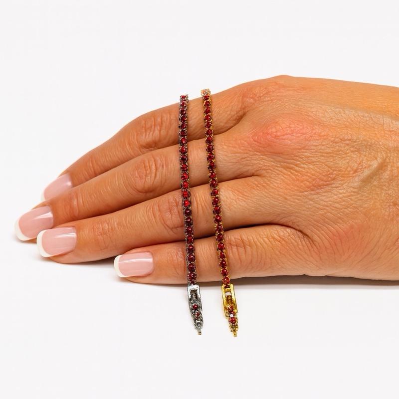 Bracciale Tennis Gold/Silver con Pietre rosse – Bijoux Elegante
